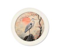 Exceptional Art Japanese Twin Herons - Oxford Strong White Round Frame - 70 x 70cm - Right Facing Heron