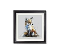 Exceptional Art Little Fox Cosy Sketch - Black Hurstwood square frame - Little Fox Cosy Sketch - 70 x 70cm