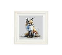 Exceptional Art Little Fox Cosy Sketch - Cream Hurstwood square frame - Little Fox Cosy Sketch - 70 x 70cm