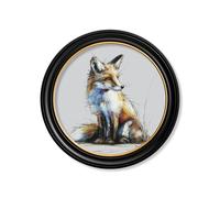Exceptional Art Little Fox Cosy Sketch - Oxford round frame - Little Fox Cosy Sketch - 70 x 70cm