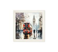 Exceptional Art London Bus - Cream Hurstwood square frame - 70 x 70cm