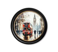 Exceptional Art London Bus - Oxford round frame - 70 x 70cm