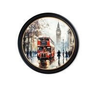 Exceptional Art London Bus - Oxford round frame - 96 x 96cm