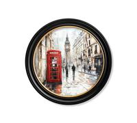 Exceptional Art London Telephone Box - Oxford round frame - 70 x 70cm