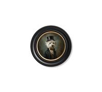 Exceptional Art Lord Westly Whitetail - Gentleman Westie Oxford round frame - 44 x 44cm