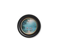 Exceptional Art Misty Lake Flamingos - Oxford round frame - Misty Lake Flamingos - 44 x 44cm