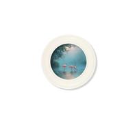 Exceptional Art Misty Lake Flamingos - Oxford Strong White Round Frame - 44 x 44cm