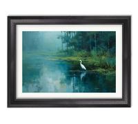 Exceptional Art Misty Lake Great Egret - Black Hurstwood frame - Misty Lake Great Egret - 50 x 70cm (A2)
