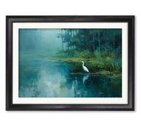 Exceptional Art Misty Lake Great Egret - Black Hurstwood frame - Misty Lake Great Egret - 70 x 95cm (A1)