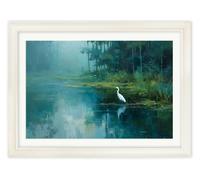 Exceptional Art Misty Lake Great Egret - Cream Hurstwood frame - Misty Lake Great Egret - 70 x 95cm (A1)