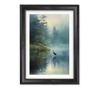Exceptional Art Misty Lake Heron - Black Hurstwood frame - Misty Lake Heron - 38 x 50cm (A3)