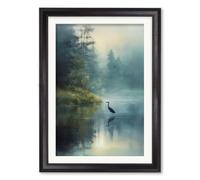 Exceptional Art Misty Lake Heron - Black Hurstwood frame - Misty Lake Heron - 70 x 95cm (A1)