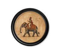 Exceptional Art Mughal Emperor on Elephant LF - Oxford round frame - 70 x 70cm - Oxford Round