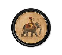 Exceptional Art Mughal Emperor on Elephant RF - Oxford round frame - 70 x 70cm - Oxford Round