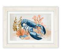Exceptional Art Pastel Shoreline Lobster & Crab - Cream Hurstwood Frame - 50 x 70cm (A2) - Shoreline Lobster