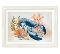 Exceptional Art Pastel Shoreline Lobster & Crab - Cream Hurstwood Frame - 70 x 95cm (A1) - Shoreline Lobster
