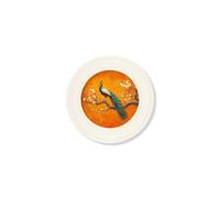 Exceptional Art Peacocks In Saffron Garden - Oxford Strong White Round Frame - 44 x 44 cm - Left Facing Peacock