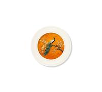 Exceptional Art Peacocks In Saffron Garden - Oxford Strong White Round Frame - 44 x 44 cm - Right Facing Peacock