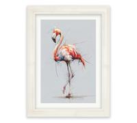 Exceptional Art Pink Flamingo Cosy Sketch - Cream Hurstwood frame - 38 x 50cm (A3)