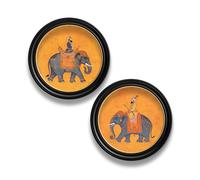 Exceptional Art Royal Saffron Mughals - Oxford round frame - Collection of 2 - 96 x 96cm - Oxford Round