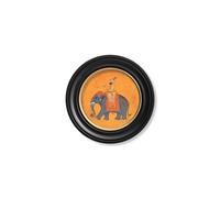 Exceptional Art Royal Saffron Mughals - Oxford round frame - Left Facing Mughals - 44 x 44 cm - Oxford Round