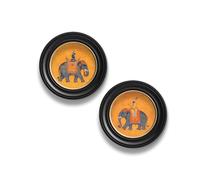Exceptional Art Royal Saffron Mughals - Oxford round frame - Royal Saffron Mughals - 44 x 44 cm