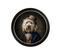 Exceptional Art Sir Wooliam - Gentleman Old English Sheepdog Oxford round frame - 96 x 96cm