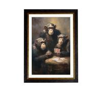 Exceptional Art The Card-Playing Chimps - Oxford Slim frame - 50 x 70cm (A2)