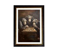 Exceptional Art The Chess-Playing Chimps - Oxford Frame - 38 x 50cm (A3)