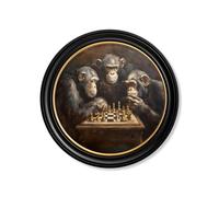 Exceptional Art The Chess-Playing Chimps - Oxford Round Frame - 96 x 96cm