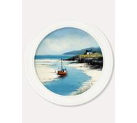 Exceptional Art The Coastal Boat - Oxford Strong White round frame - The Coastal Boat - 70 x 70cm