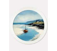 Exceptional Art The Coastal Boat - Oxford Strong White round frame - The Coastal Boat - 96 x96cm