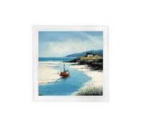Exceptional Art The Coastal Boat - Strong White Hurstwood square frame - 96 x 96cm