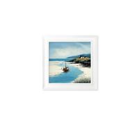 Exceptional Art The Coastal Boat - Strong White Hurstwood square frame - The Coastal Boat - 44 x 44 cm