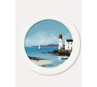 Exceptional Art The Coastal Lighthouse - Oxford Strong White round frame - The Coastal Lighthouse - 70 x 70cm