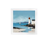 Exceptional Art The Coastal Lighthouse - Strong White Hurstwood square frame - 96 x 96cm
