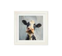 Exceptional Art The Curious Cow - Cream Hurstwood square frame - 96 x 96cm
