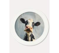 Exceptional Art The Curious Cow - Oxford Strong White round frame - The Curious Cow - 96 x 96cm