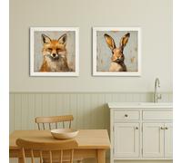 Exceptional Art The Fox & The Hare Square - 70 x 70 - Hurstwood Cream - Collection of 2