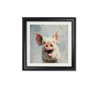 Exceptional Art The Giggly Pig - Black Hurstwood square frame - 96 x 96cm