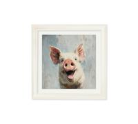Exceptional Art The Giggly Pig - Cream Hurstwood square frame - 96 x 96cm