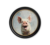 Exceptional Art The Giggly Pig - Oxford round frame - The Giggly Pig - 70 x 70cm