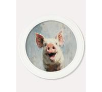 Exceptional Art The Giggly Pig - Oxford Strong White round frame - 96 x 96cm