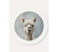 Exceptional Art The Goofy Alpaca - Oxford Strong White round frame - 96 x 96cm