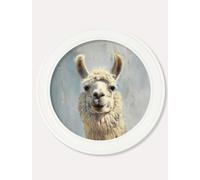 Exceptional Art The Goofy Llama - Oxford Strong White round frame - 96 x 96cm
