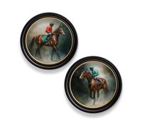 Exceptional Art The Irish Racehorses - Oxford round frame - Collection of 2 - 96cm x 96cm