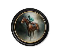 Exceptional Art The Irish Racehorses - Oxford round frame - The Irish Racehorses Green - 70 x 70cm