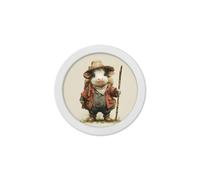 Exceptional Art The Little Farmers - 30cm White Round Box Frame - 30 x 30cm - White Round Box Frame - Little Calf