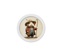 Exceptional Art The Little Farmers - 30cm White Round Box Frame - 30 x 30cm - White Round Box Frame - Little Bunny