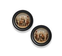 Exceptional Art The Mughal Emperors - Oxford round frame - Collection of 2 - 44 x 44 cm - Oxford Round